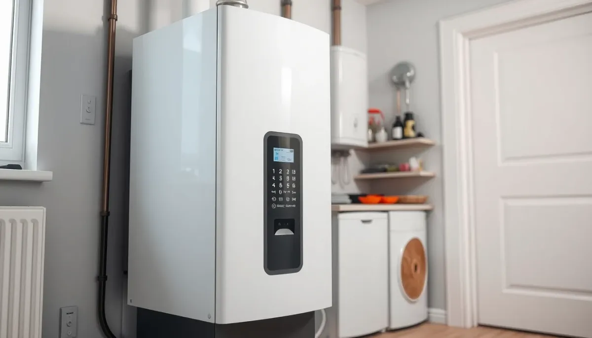 Chaudière à granulés automatique avec réservoir intégré dans une chaufferie