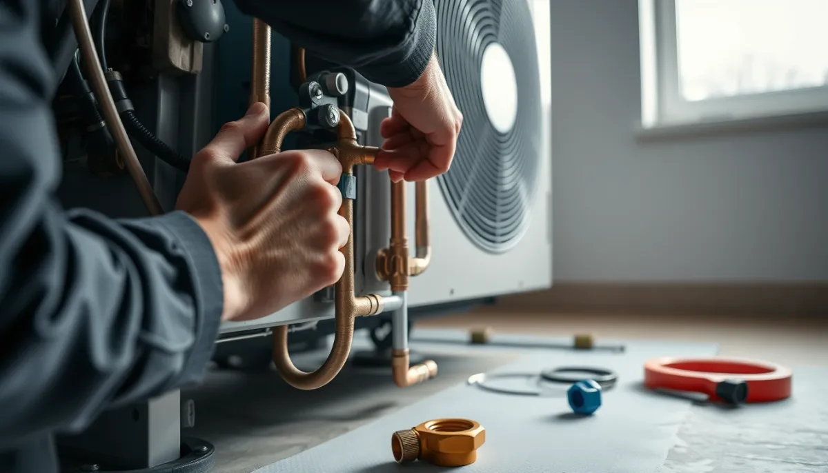 Installation et raccordement hydraulique d'une pompe à chaleur air/eau par un professionnel